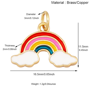 Colgante de Estrella, Luna, Espacio, Sol, Universo, Arcoíris Celestial con <span class=keywords><strong>Esmalte</strong></span> Brillante, Bañado en Oro con Circonita, Suministros para Joyería S84 - Product Image 3