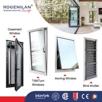 Ventanas Modernas Insonorizadas de Aluminio y Vidrio Rogenilan para Casas, Ventana Abatible de Doble Acristalamiento con Mosquitera