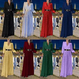 Ensemble <span class=keywords><strong>pantalon</strong></span> et chemise pour femme, chemise à col en V, couleur unie, manches longues, <span class=keywords><strong>pantalon</strong></span> à jambes larges à paillettes, ensemble <span class=keywords><strong>pantalon</strong></span> pour femme - Product Image 2