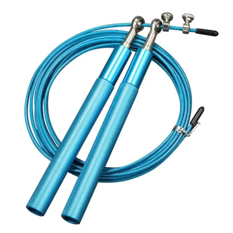 Factory support logo and box custom physical fitness aluminum long handle non-slip metal jump rope