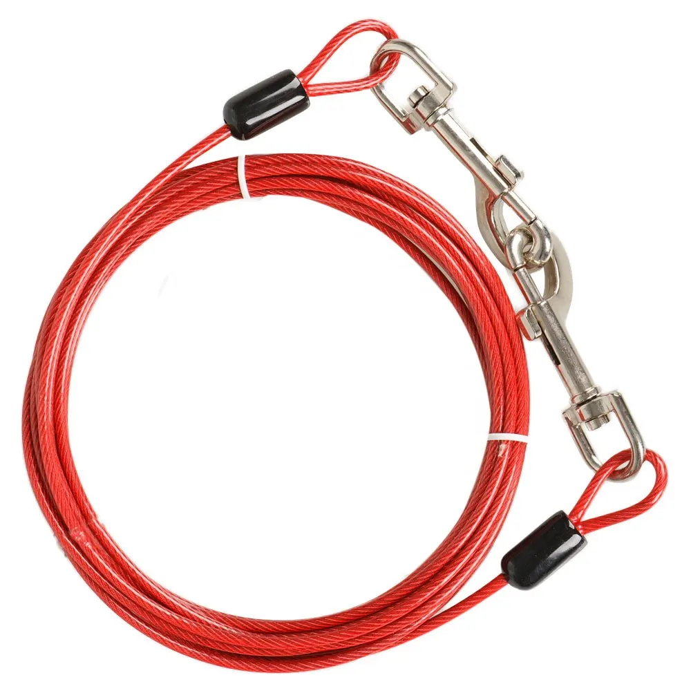 Wholesale Weather Proof Extension Galvanized Steel Pet Wire Leash 25 Feet Dog Run Cable Exerciser Kit For Safety