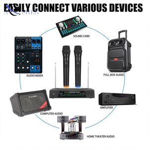 Micrófono Inalámbrico VHF de <span class=keywords><strong>2</strong></span> Canales OEM de Fábrica, Micrófono de Mano para Fiestas, Conferencias, Grabación, Transmisión en Vivo, Karaoke en Casa, Portátil, Doble Canal - Product Image 2