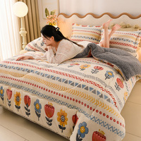 Couette matelassée 3D douce et chaude en polaire sherpa double face à imprimé dessin animé, épaisse, pour l'hiver, tailles King et Queen, pour la maison, vente en gros