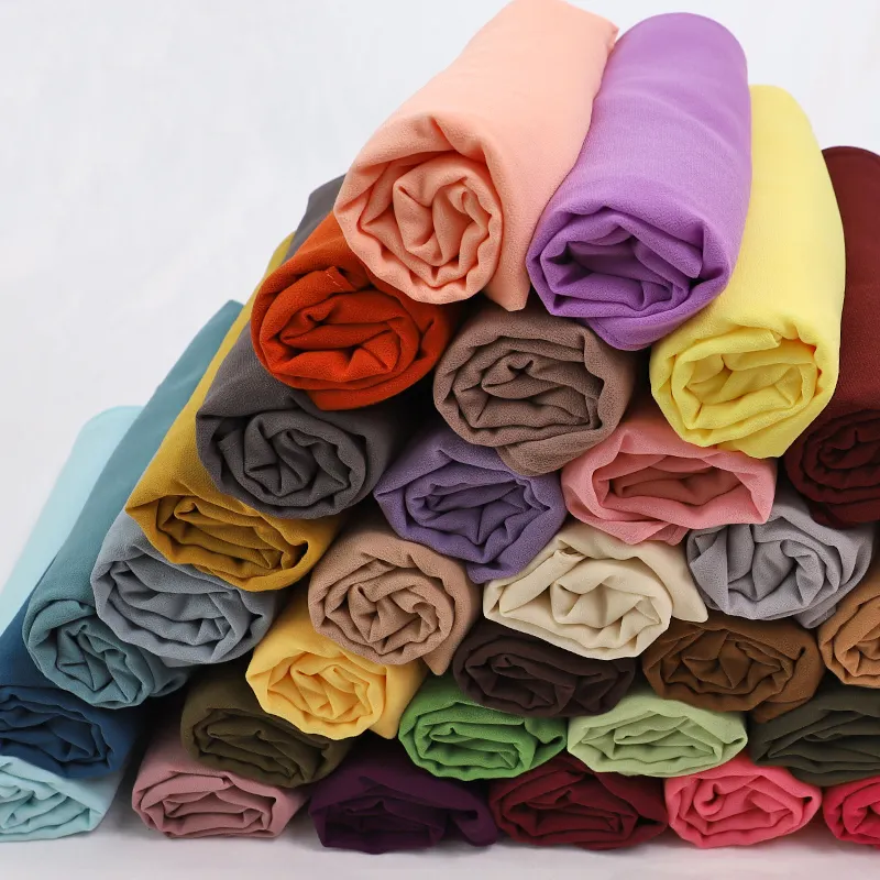 Écharpe en mousseline de soie, 11/33 couleurs, foulard hijab musulman, sc, châle de couleur unie