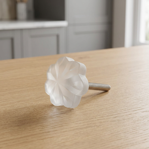 <b>White</b> Flower Glass Cabinet <b>Knob</b> Eco-Friendly Furniture Pull Round Drawer Handle for Kitchen Wardrobe Dresser - Product Image 3