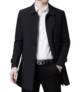 clothes factory no moq customized slim size old shanghai classic style brand men's windproof coat