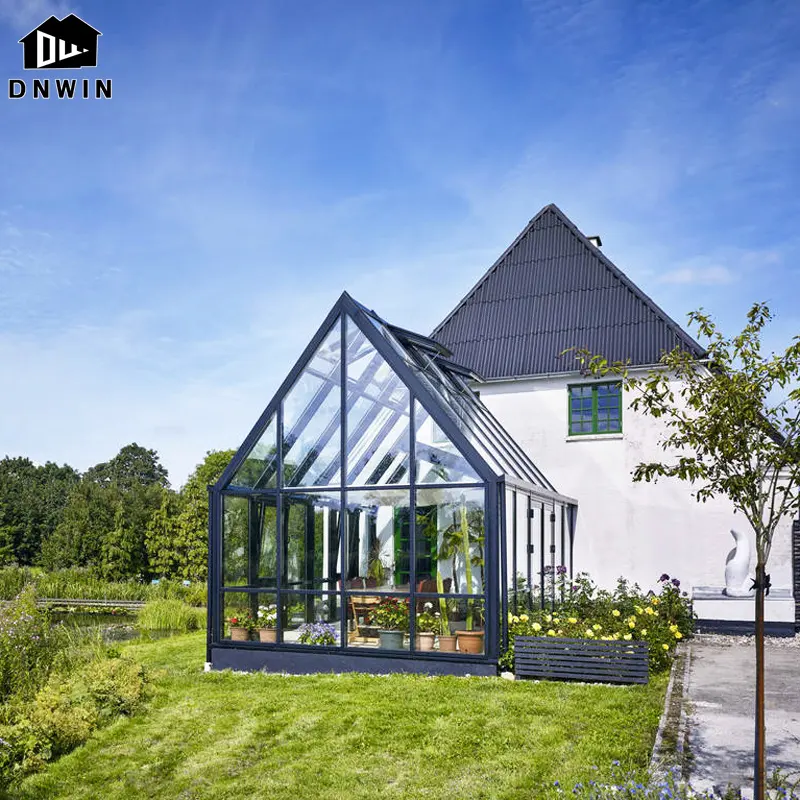 El último diseño villa de aluminio veranda patio moderna pirámide en forma de casa de cristal