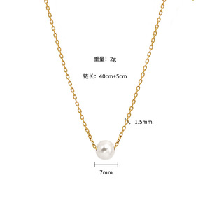 Stainless Steel Necklace Pearl Pendant Gold Clavicle Chain Jewelry Korean Style Fashion Simple Gift - Product Image 4
