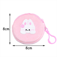 Dompet Koin Bulu Lembut Kartun Lucu Grosir Unisex, Tas Mini Bulat Beludru untuk Anak, Gantungan Kunci, Resleting, Portabel, Logo Custom