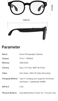 Lunettes caméra IA multifonctionnelles avec traduction en temps réel et assistant vocal pour un usage quotidien professionnel