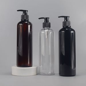 Botella Redonda Delgada <span class=keywords><strong>Boston</strong></span> de 500 ml en Negro Esmerilado para Envasado de Champú y Acondicionador - Product Image 3