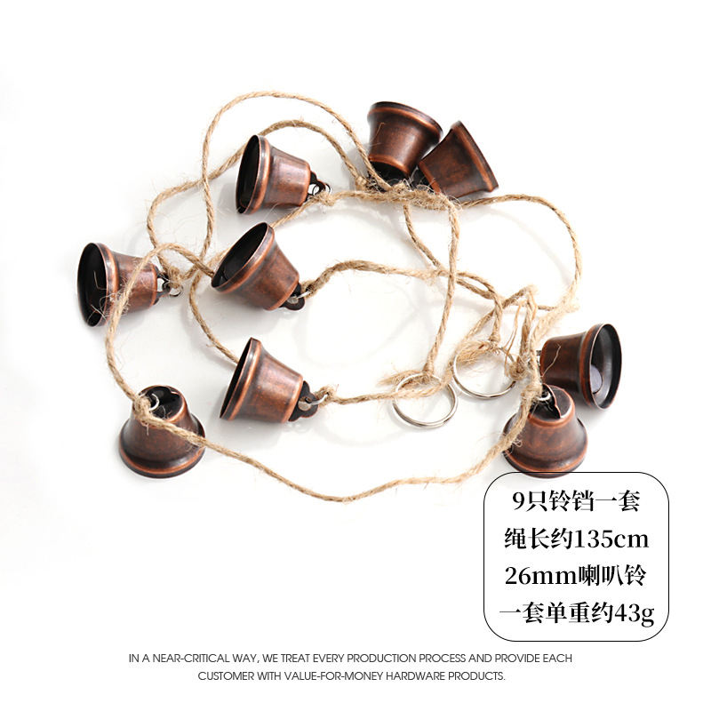 [26mm] Rojo de cobre antiguo cuerda de cáñamo cuerda de campana