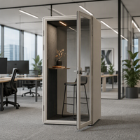 Cabine de bureau insonorisée ISO9001 mobile, ignifuge, acoustique, en acier inoxydable et verre, avec éclairage LED