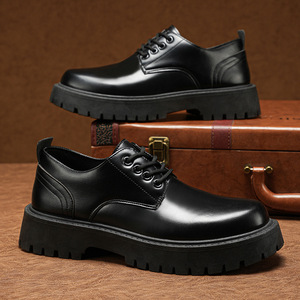Chaussures Derby pour Hommes, Style Business, Automne, Bout Rond, Casual, Tendance, Chaussures de Mariage, Nouvelles Chaussures en Cuir à Semelle Épaisse Rehaussante - Product Image 1