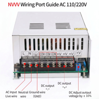Alimentation à découpage CC 1200W 24V 50A avec sortie V/A personnalisable pour imprimante 3D et test d'amplificateur automobile