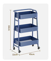 Chariot utilitaire roulant à 3 niveaux en acier au carbone avec logo personnalisé, robuste, avec main courante et roues verrouillables