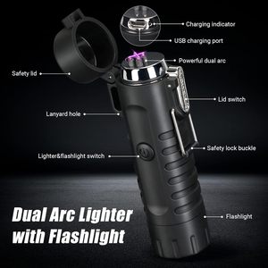 Linterna LED Impermeable de Aleación de Aluminio para Exteriores, Encendedor de Cigarrillos Recargable por USB, 3 Modos, Resistente al Viento, Herramienta para Viajes y Camping - Product Image 2