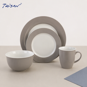 Ciotola per zuppa in ceramica di porcellana con smalto grigio tinta unita arrotolato bordo di cereali per bambini Set per Porridge di insalata per stoviglie Horeca - Product Image 2