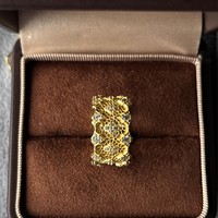 Vente Flash en Direct : Bague en Argent S925 Creuse avec Finition Brossée et Bordure Dentelle, Ornée de Moissanite, pour Femme