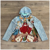 Sweat-shirt à capuche oversize pour homme, style hip-hop streetwear, avec impression intégrale par sublimation thermique, col rond.