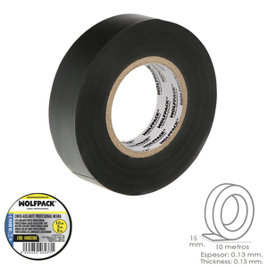 Nastro isolante professionale nero, spessore 0,13 mm, larghezza 15 mm, rotolo da 10 metri - Product Image 1