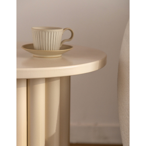 Mesa de centro redonda blanca de estilo crema moderna, mesa de centro sencilla para apartamento pequeño lateral - Product Image 3