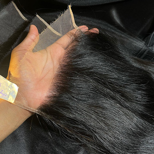 Fermeture en cheveux humains brésiliens HD, fermeture en dentelle suisse économique 4*4, fermeture frontale 13*4, cheveux raides couleur naturelle, cuticules alignées - Product Image 3