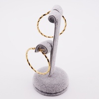 Boucles d'oreilles créoles grandes torsadées plaquées or 18K hypoallergéniques, mode femme pour soirées