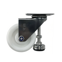 Roue de nivellement de 4 pouces avec hauteur réglable, roue en PP + cadre en acier inoxydable SS304, roulement en acier au carbone, 120 kg par roue, antirouille
