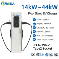 Station de recharge pour véhicules électriques MIDA 14kW 22kW 44kW à double borne OCPP 1.6J, chargeur AC commercial à montage au sol, IP54