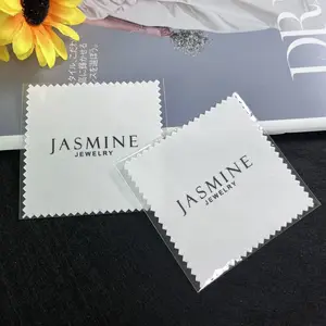 La migliore vendita di gioielli con Logo bianco personalizzato tessuto di lusso personalizzato in argento lucidante panno trasparente per la pulizia dei gioielli panno per gioielli