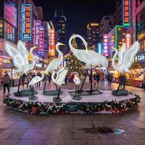 Grande sculpture de grue en fibre de verre, en forme d'<span class=keywords><strong>oiseau</strong></span>, lumineuse, design réaliste, pour jardin, parc, rue commerciale - Product Image 4