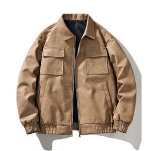 Chaqueta de Cuero PU de Alta Gama para Hombre, Estilo Moderno, Solapa Holgada, Logotipo Personalizable, Chaqueta de Otoño con Tinte Anudado en la Parte Delantera, Fabricante - Product Image 1