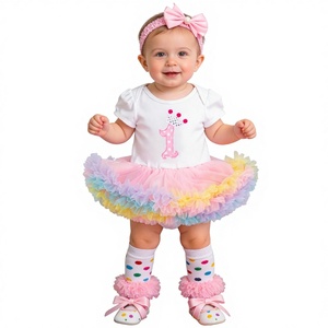 Set Completo per <span class=keywords><strong>Bambina</strong></span> in Cotone, Bestseller per Compleanni e Festività, Tutina con Design a Lettere Cartoon - Product Image 1