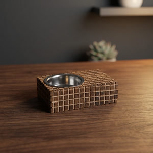 Hand-Made <b>Incense</b> <b>Burner</b> With Metal Inner Dish Rectangular Grid Design For Aromatic Use All-Season Decorative Tabletop Accessory - Product Image 1