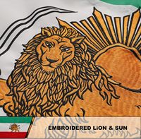 Bandera de Irán Bandera de 3x5 pies Bordado Viejo León iraní Sol Banderas persas Heavy Duty 210D Poliéster