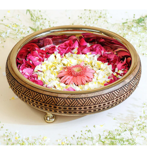 Bol décoratif en bois et finition SS pour décoration de fête indienne traditionnelle, fleurs flottantes Diyas - Product Image 6
