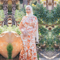 Robe islamique à fleurs imprimées, robe longue à manches longues pour le Ramadan, robe abaya florale pour femmes musulmanes