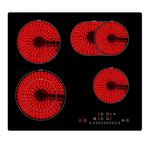 Table <span class=keywords><strong>de</strong></span> cuisson <span class=keywords><strong>vitrocéramique</strong></span> encastrable 7200W 4 zones avec double anneau d'extension, commande tactile, minuterie, 59cm - Product Image 2