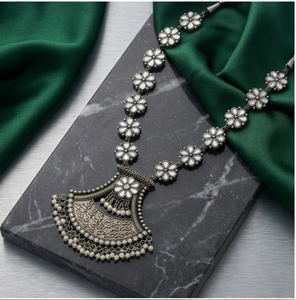 Premium Floral Filigree Oxydized <b>Silver</b> <b>Choker</b> for Women Traditional Antique Finish Statement Jewelry Festival Party Wear - Product Image 1