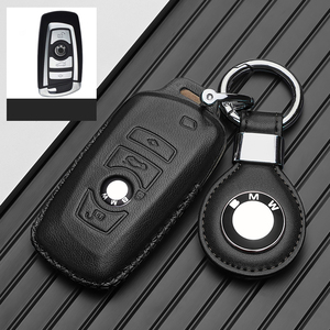Étui de protection pour clé de voiture en cuir véritable, coque, housse, accessoires pour <span class=keywords><strong>BMW</strong></span> 3 X5 525 320li 7 Series, porte-clés, sac - Product Image 1