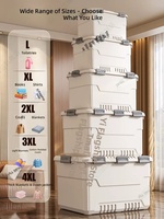 Boîte de rangement en plastique PP écologique avec couvercle, grande capacité, design minimaliste, organiseur de vêtements pour la chambre à coucher