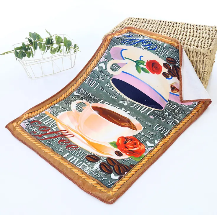 Superfine fiber heat transfer tea towel is large size and does not fade custom printed tea towels