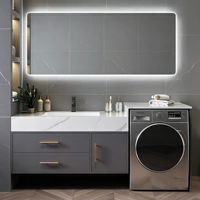 Meuble de salle de bain et lavabo intégrés, vasque intégrée sans joint en céramique de pierre frittée