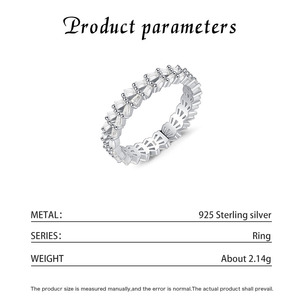 All Around Inlaid Rectangle CZ Eternity <b>Ring</b> Genuine 925 Silver Rhodium Plated Anti-Tarnish Ladies <b>Stacking</b> Promise <b>Ring</b> - Product Image 5