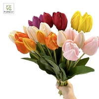 Bunga Tulip Parrot Putih Artificial PU 50CM 5 Tangkai Sentuhan Realistis untuk Dekorasi Pernikahan, Rumah, dan Pesta