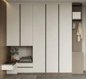 Wholesale L-Shape <b>Wardrobe</b> White Glass <b>Door</b> Freestanding Wooden <b>Wardrobe</b> Closet Walk in Closet Modular Bedroom Furniture Closet - Product Image 6