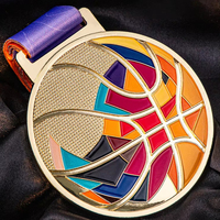 Médaille de récompense de basket-ball personnalisée en alliage de zinc durable avec gravure et impression UV pour événements sportifs – Stock disponible