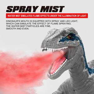 Jouet <span class=keywords><strong>dinosaure</strong></span> <span class=keywords><strong>Velociraptor</strong></span> <span class=keywords><strong>télécommandé</strong></span> 2,4 G avec pulvérisation de brume, lumière LED et son rugissant - <span class=keywords><strong>Dinosaure</strong></span> RC interactif pour enfants - Product Image 6
