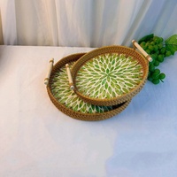 Bandeja de Aperitivos H17 de Uso Industrial, Tejida a Mano, Apta para Alimentos, Plato de Frutas Creativo, Decoración para Sala de Estar, con Doble Asa, Colorida